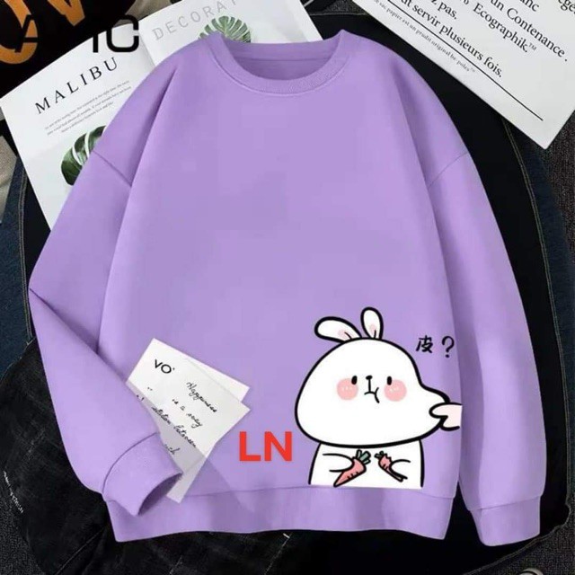 Áo nỉ bo tay thỏ hỏi chấm cạnh sườn LN12, Áo nỉ Unisex from rộng, Chất nỉ ấm mặc không xù, thiết kế phong cách - MODY