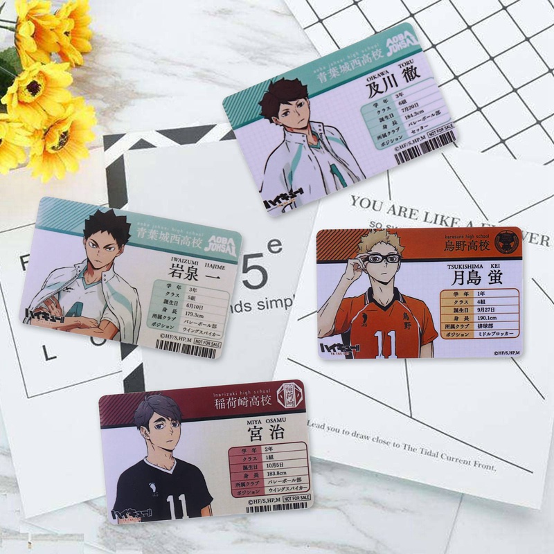 Thẻ ảnh PVC in họa tiết nhân vật anime Haikyuu tùy chọn cho học sinh