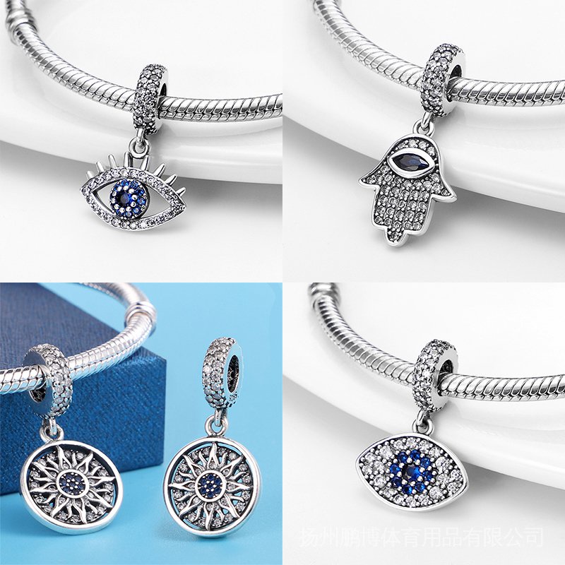 Mặt vòng tay bạc S925 đính cườm DIY phù hợp cho vòng tay pandora nữ
