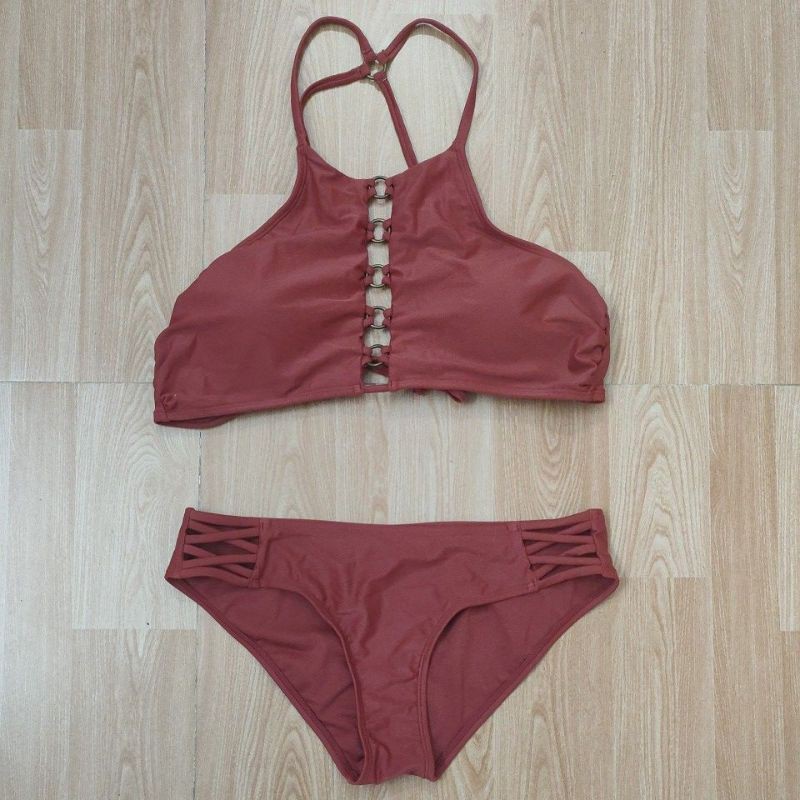 Bikini HAI MẢNH nữ đẹp nâu tây khuyên tròn phối dây sang chảnh chống nóng SPF50+, UV100, VNXK XHI19 | BigBuy360 - bigbuy360.vn