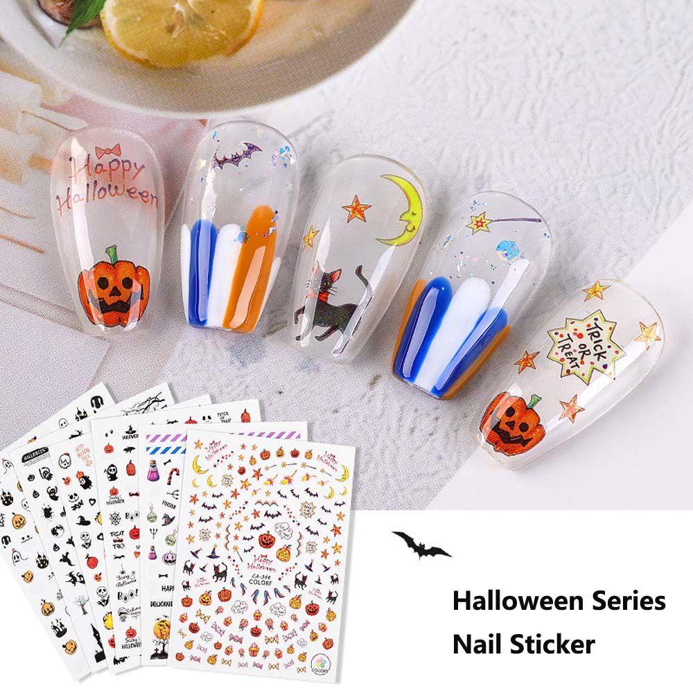 MOCHO Đề Can Dán Trang Trí Móng Tay DIY Hình Bộ Xương Nhện Phong Cách Halloween