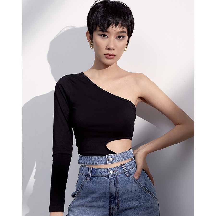 Áo Lệch Vai Tay Dài Khoét Eo