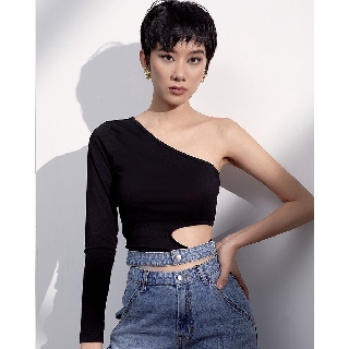Áo lệch vai tay dài khoét eo