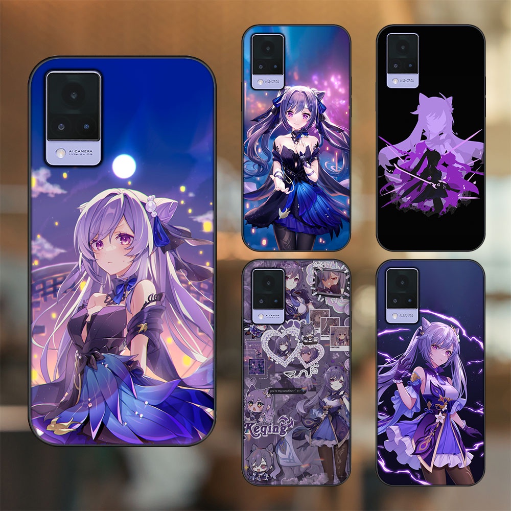 Ốp lưng Vivo V21 viền đen in hình Keqing Genshin Impact