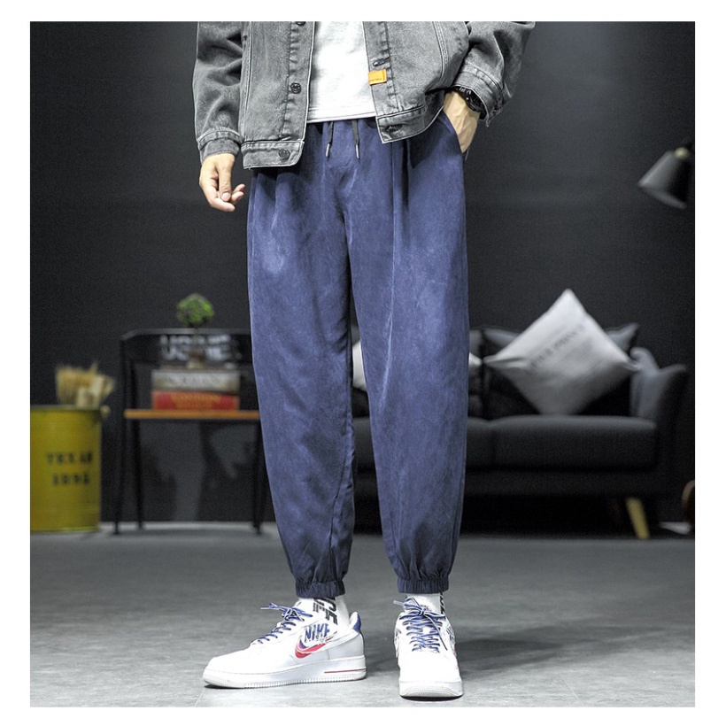 Quần jogger đũi trơn cạp chun dài co giãn Cao Cấp - Nhiều Màu Lựa Chọn .