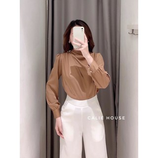Áo sơmi lụa cổ nhún, áo công sở