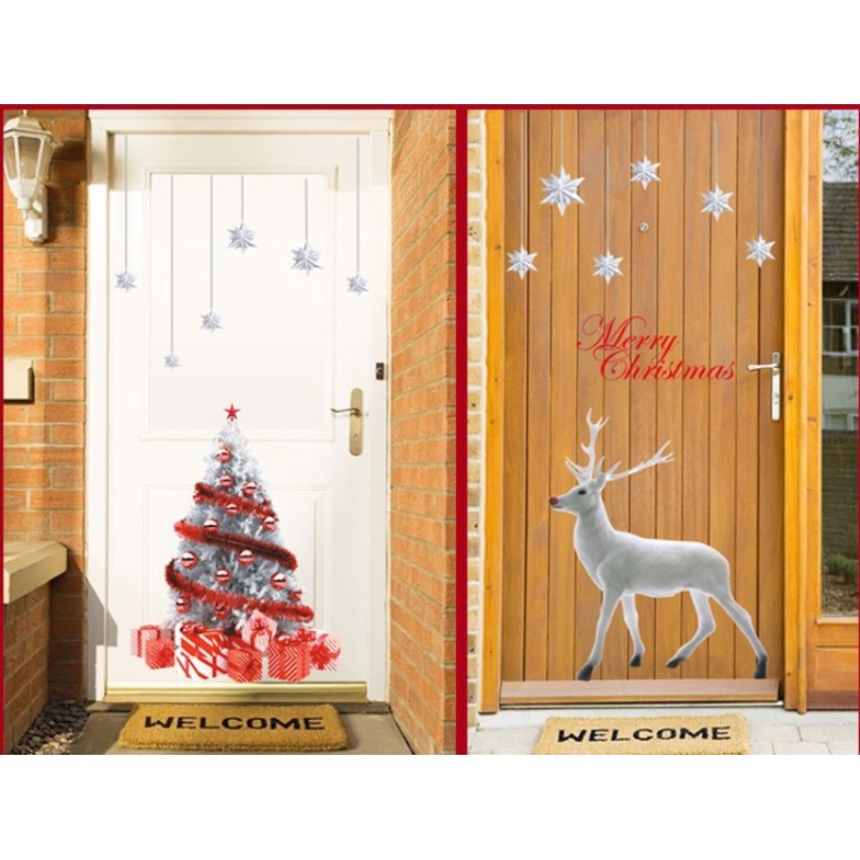Decal trang trí Noel Hít Tĩnh Điện - Rèm sao phối nai bạc cao cấp