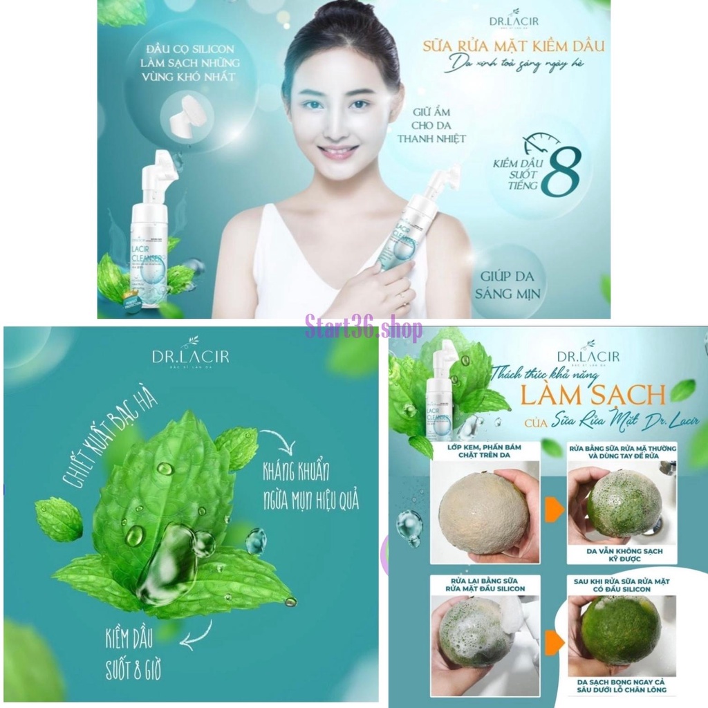 Sữa rửa mặt cho da dầu Start36 sữa rửa mặt Dr Lacir giảm bóng dầu làm sạch sâu ngăn ngừa mụn sáng da 150ml