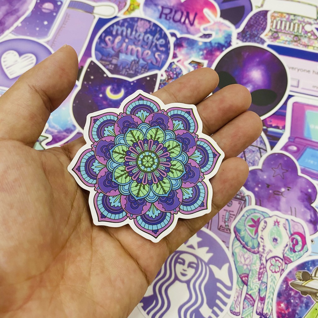 Sticker tím VSCO PURPLE chất liệu pvc nhám cao cấp chống thấm dán xe, vali, laptop, mũ BH, điện thoại...