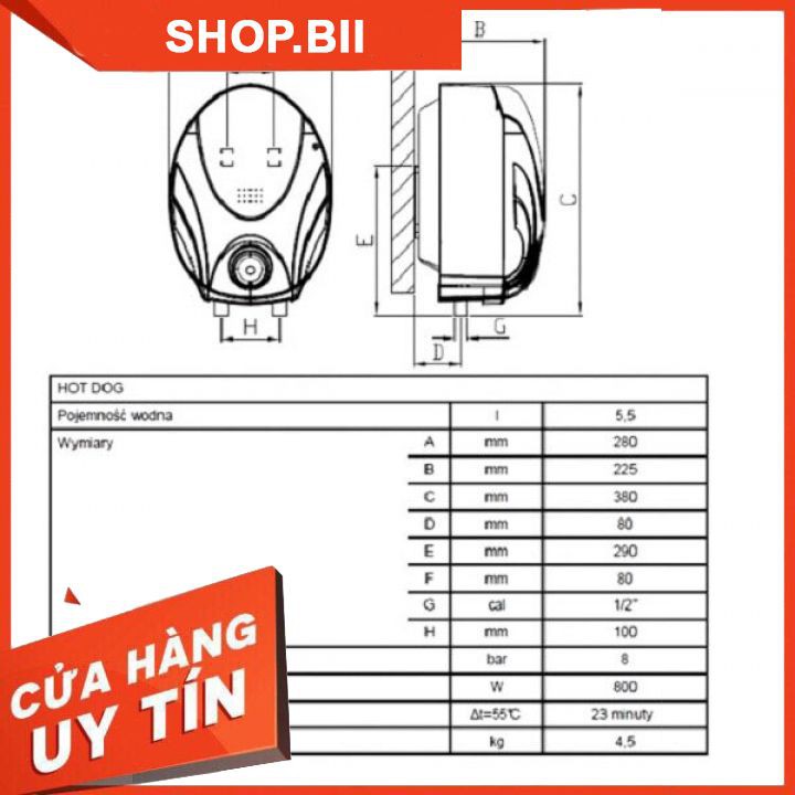 [CHÍNH HÃNG] Bình Nước Nóng Ferroli Hotdog 5L Chống Giật Tiện Dụng Lắp Chuyên Cho Tủ Bếp Giá Rẻ Siêu Bền Tiết Kiệm Điện.