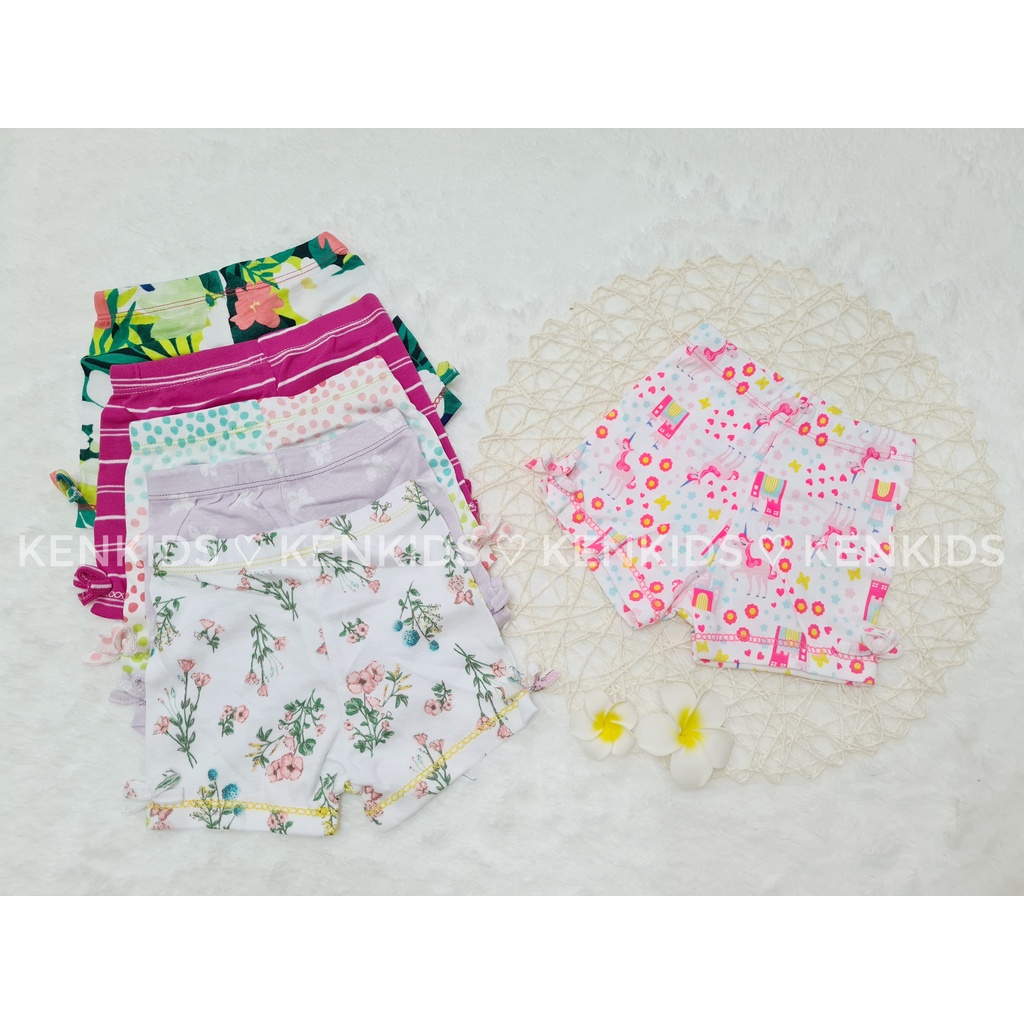 SET 5 Quần Short / quần đùi thun phối nơ cho bé gái BABY WEAR (0-12 tháng)