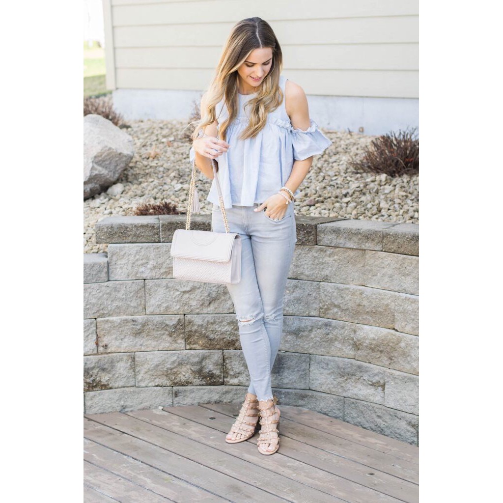 Quần Jeans Express Xám Rách Gối - 2063