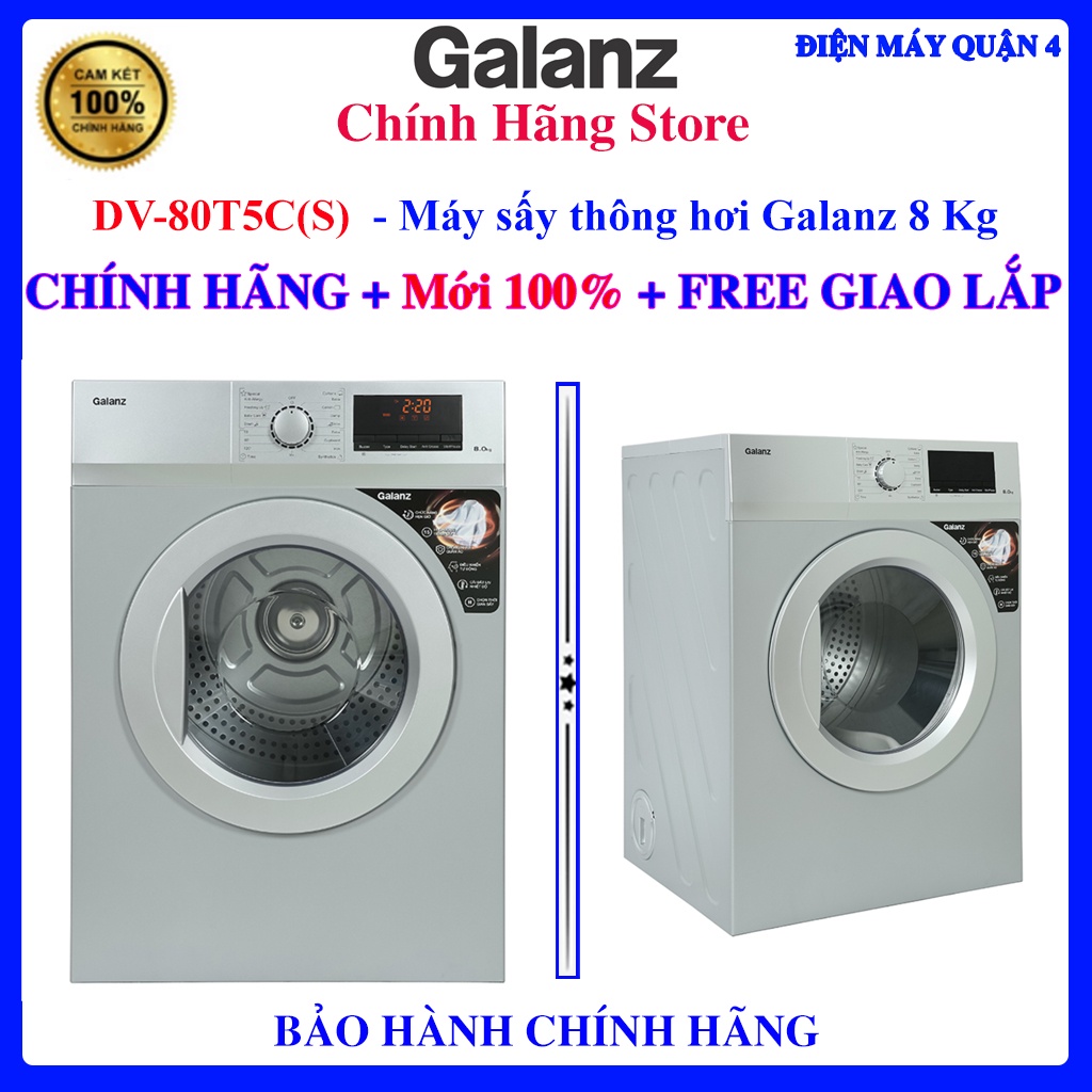 Máy sấy thông hơi Galanz 8 Kg DV-80T5C(S)