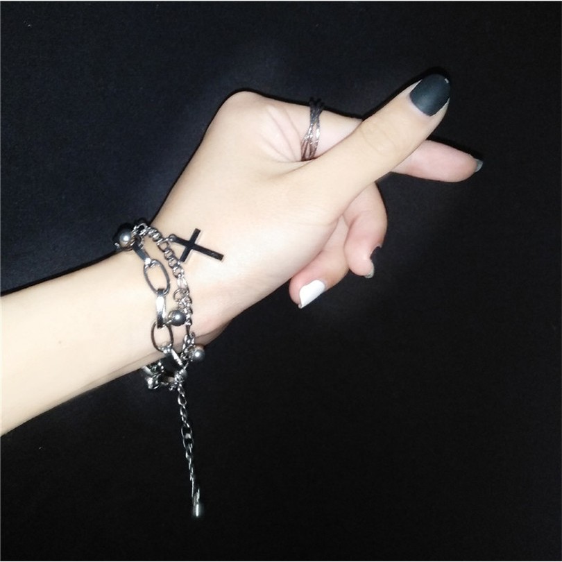 Vòng Tay Hai Lớp Phong Cách Harajuku Hàn Quốc 12126 Thời Trang Cho Nam Và Nữ