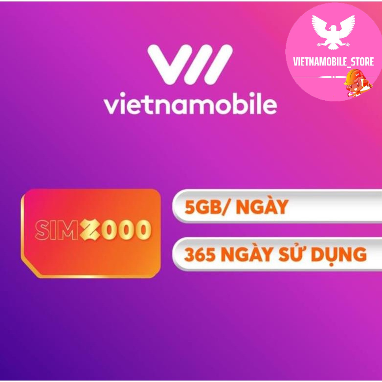 Sim vietnamobile data 4g vào mạng 1 năm không cần nạp tiền 5GB/Ngày 150 GB/tháng giá rẻ