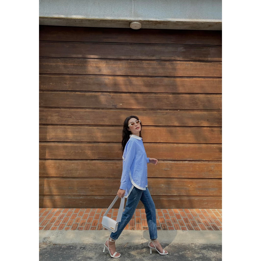 TheBlueTshirt - Áo sơ mi phom rộng nữ  - Modern Arc Oversized Shirt