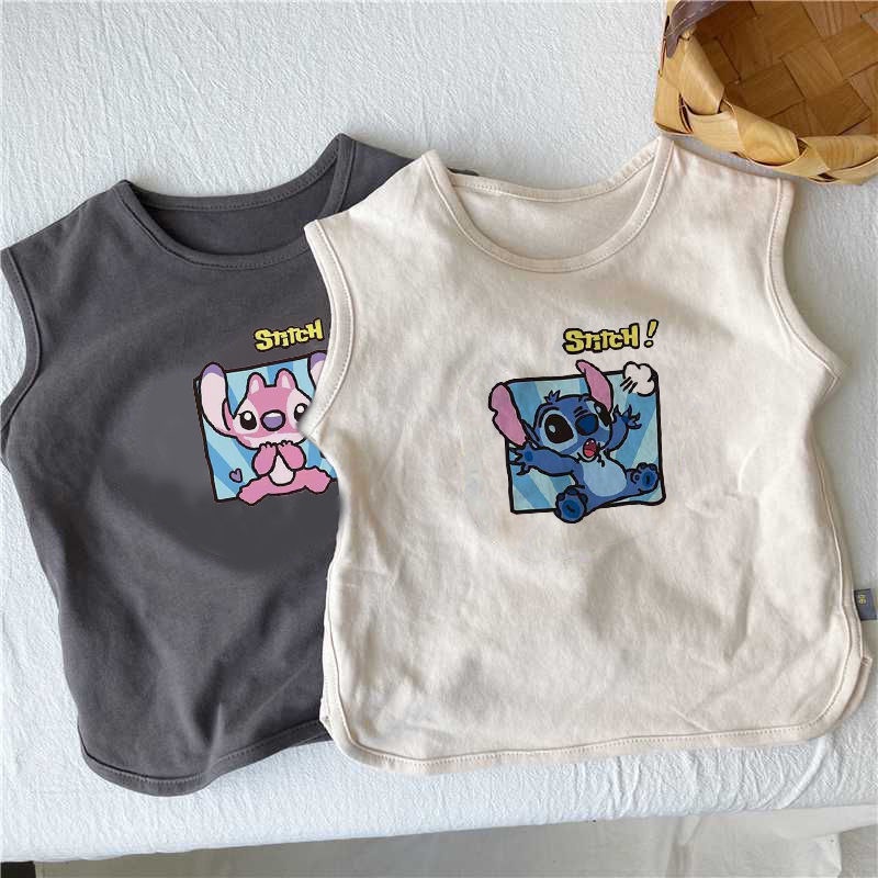 Áo Thun Cotton Mỏng Sát Nách In Hoạt Hình Thời Trang Mùa Hè Cho Bé