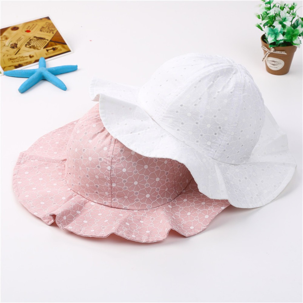 Nón cotton dễ thuơng cho bé gái sơ sinh chống nắng đi biển