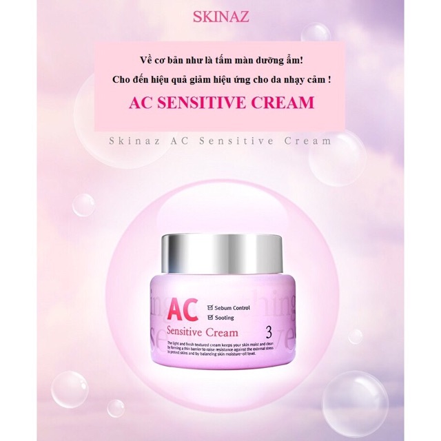 KEM DƯỠNG DA CAO CẤP AC SENSITIVE CREAM SKINAZ HÀN QUỐC