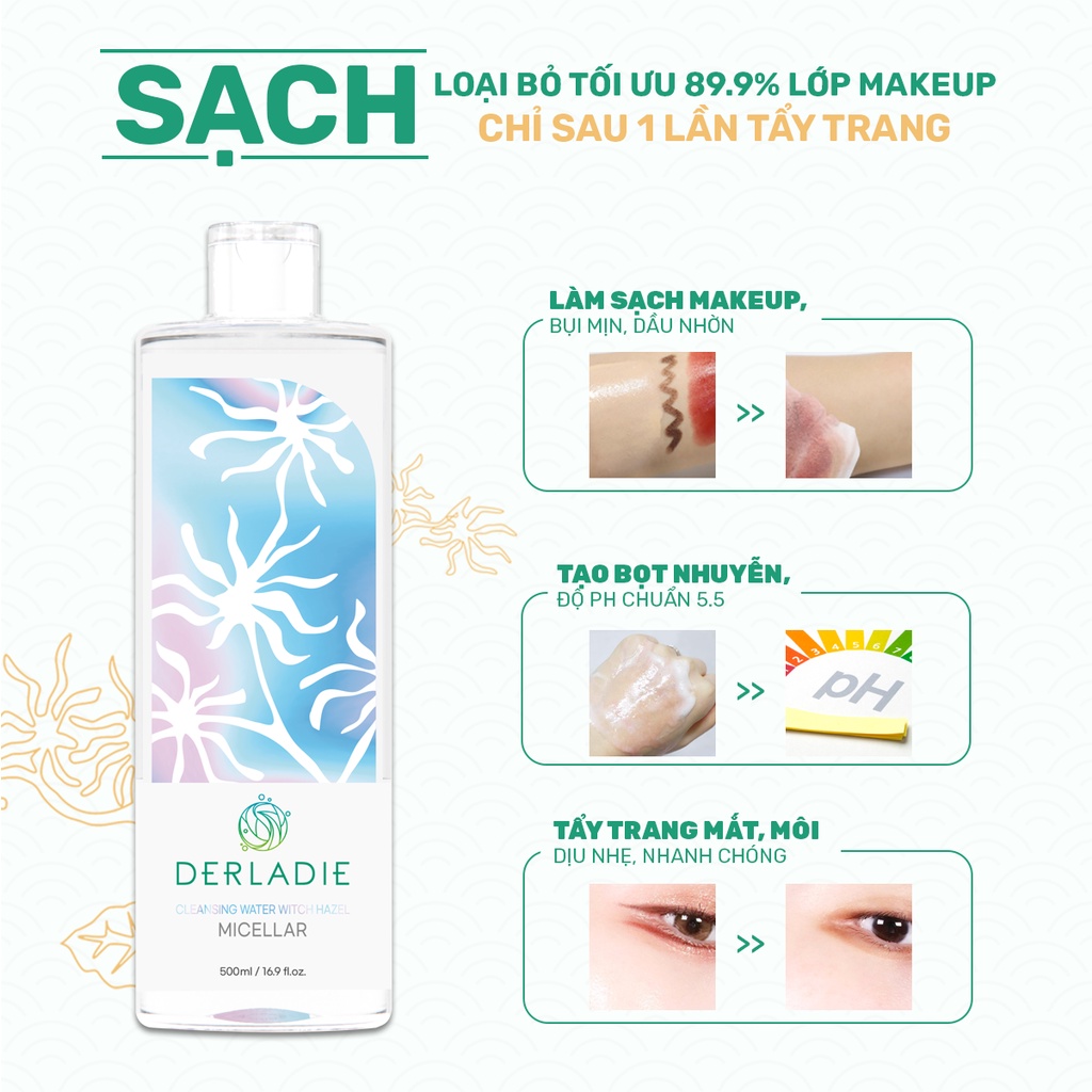 Derladie Toner Nước Hoa Hồng Cây Phỉ, Lavender, Rose Thích Hợp Mọi Loại Da