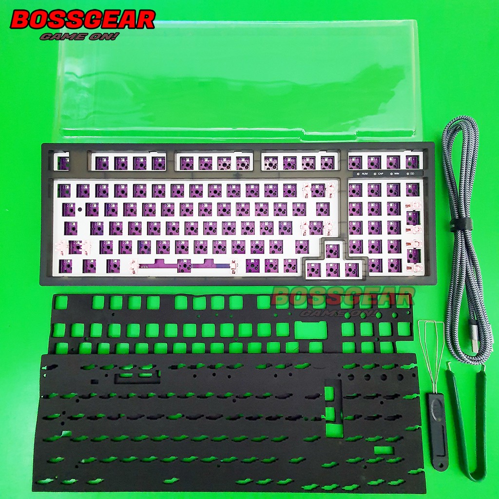 Bộ KIT Custom phím cơ DIY F98 PLUS Smoke 3 Mode Hotswap 5 pin có mút tiêu âm Pin 8000Mah vỏ đen mờ