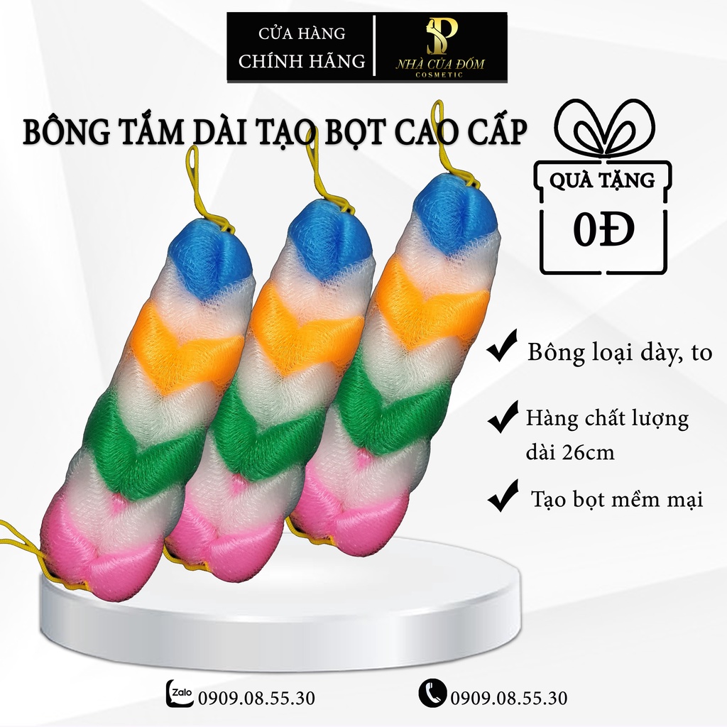 [RẺ VÔ ĐỊCH] BÔNG TẮM TẠO BỌT DÀI 26CM-  7 MÀU CAO CẤP - DÀY DẶN