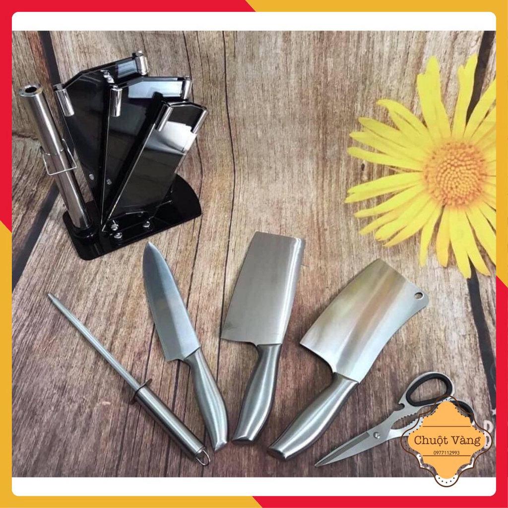 Bộ dao inox Nhật 5 món cao cấp kèm khay đựng