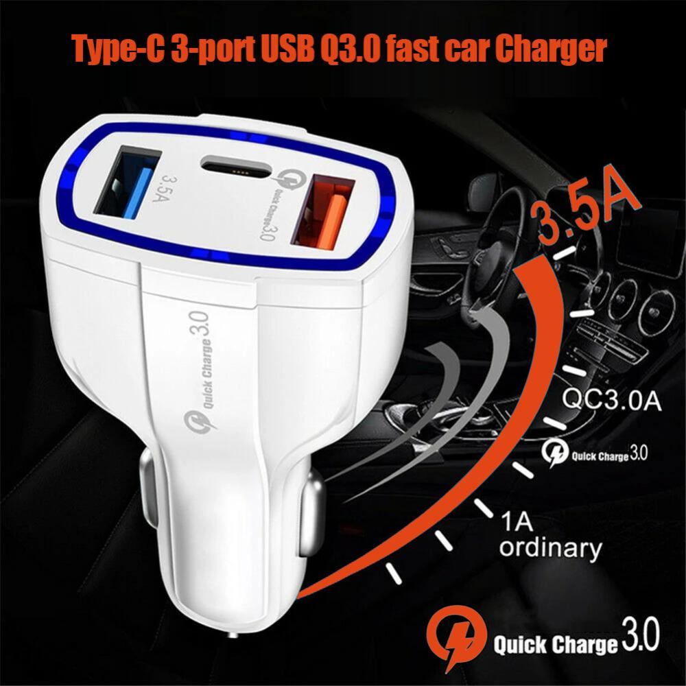 Tẩu Sạc 3 Cổng Usb C Qc3.0 32W Cho Điện Thoại Thông Minh Đầu Ra Type C Bền Bỉ J4M3