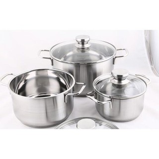 Bộ nồi Five star 3 vung kính dùng cho bếp từ