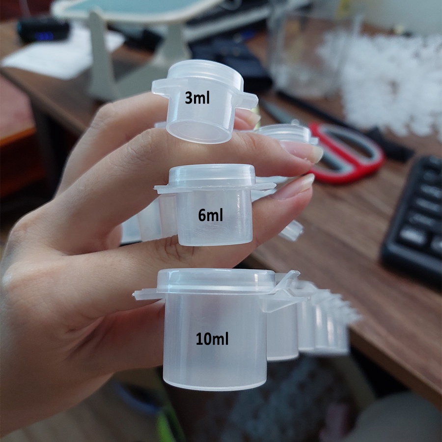 Dây 6 hộp nhựa 2ml- 3ml - 5ml - 10ml đựng màu acrylic, màu bột đảm bảo kín nước, sạch sẽ hợp vệ sinh