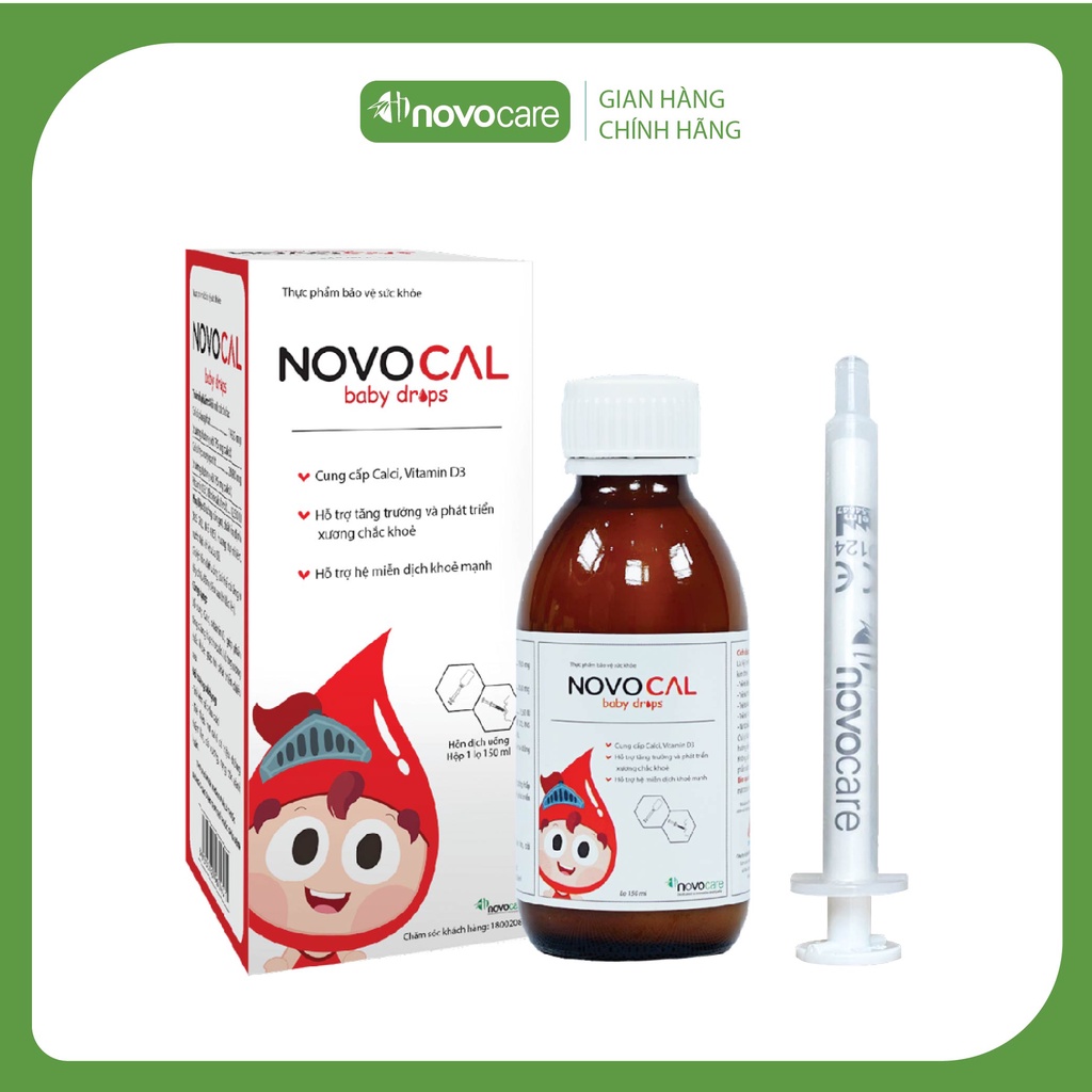 Canxi Cho Bé Novocal Baby Drops - Vị Sữa Nhỏ Giọt, Bổ Sung Canxi, D3 Giúp Con Phát Triển Chiều Cao Tối Đa 150ML