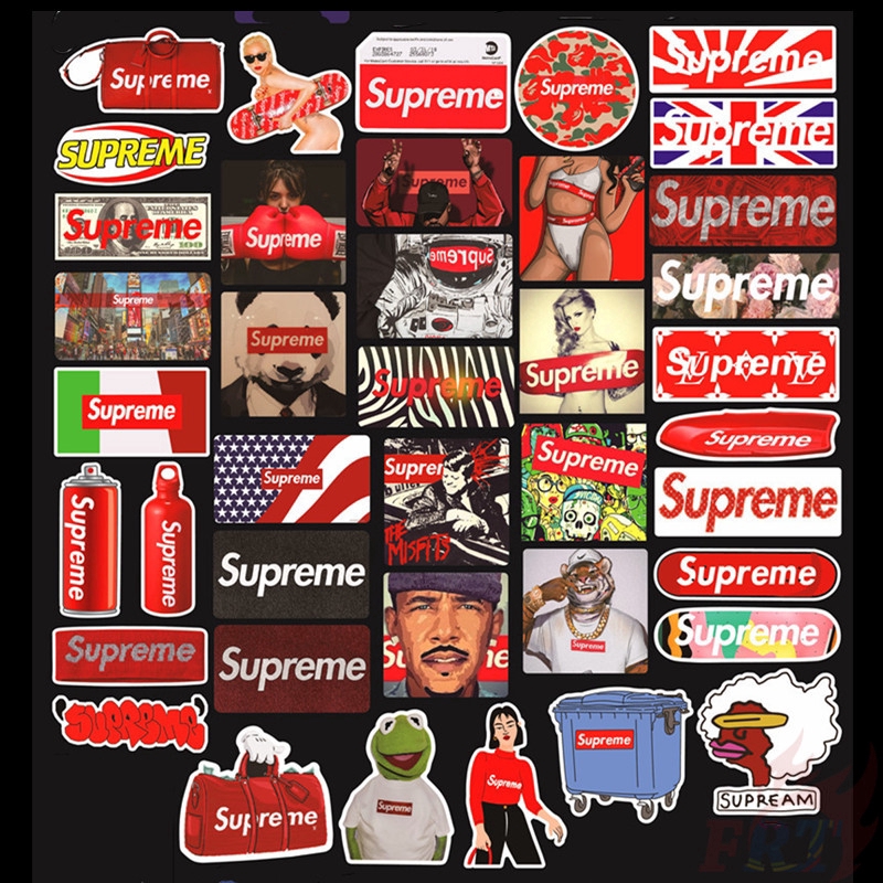 100 nhãn dán họa tiết Supreme dùng trang trí laptop vali ván trượt