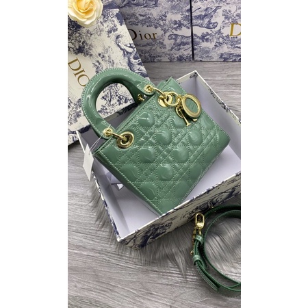 Túi xách nữ đeo chéo  lady 5 ô khoá vàng da bóng dây đeo bản to fullbox có hộp