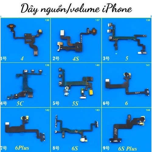 Dây Nút Nguồn, volume IP 5/5s/5c/6/6s/6plus/6splus/7/7plus/8/8plus/x/xs/xr/xsmax Zin Tháo Máy