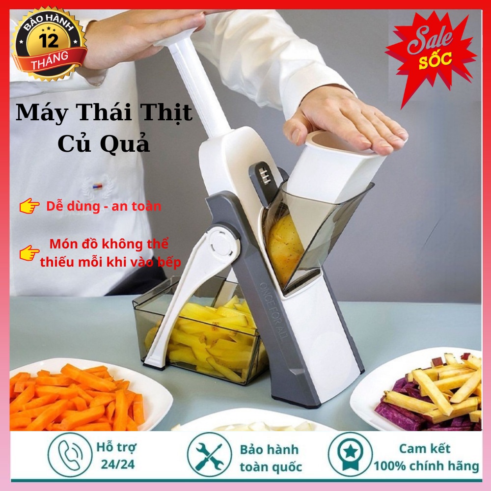 Máy Thái Rau Củ Quả , Thịt Đông Lạnh Đa Năng Tiện với 4 lưỡi dao đơn sắc bén Tiêu Chuẩn An Toàn - Hàng chính hãng