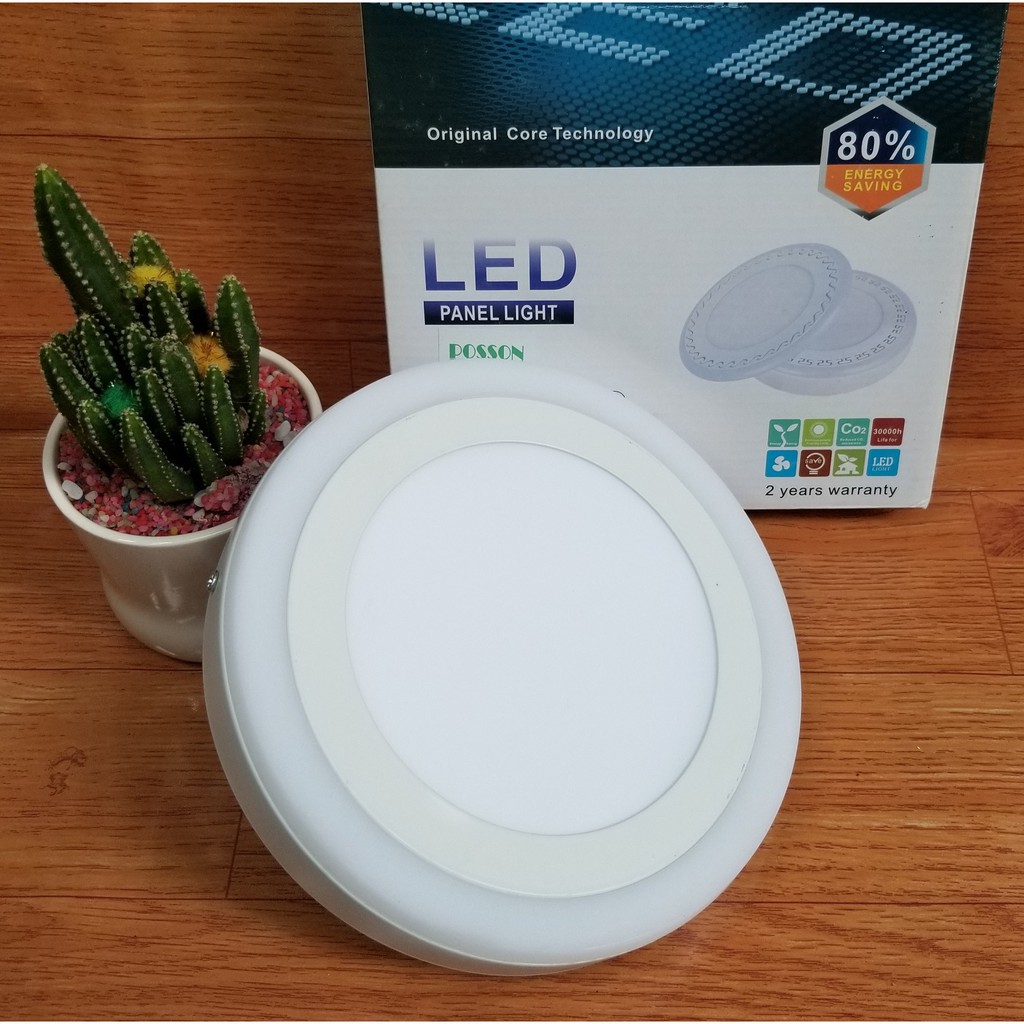 Đèn Led ốp trần 16w ( 12w +4w) ốp nổi tròn hoặc vuông 2 màu 3 chế độ Posson LP-RSo12+4x