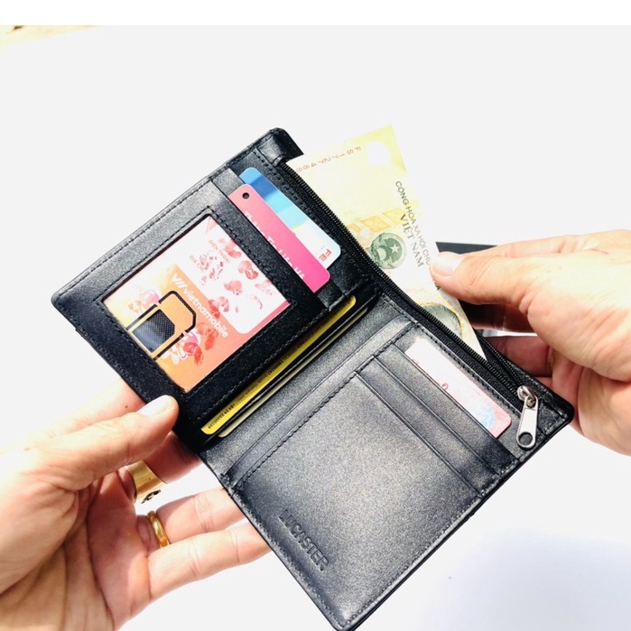 ví nam đứng da thật nhập black men thời trang công sở có hộp bh 12 tháng