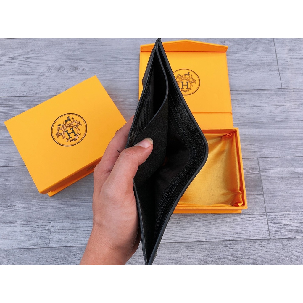 Ví Da Nam Gập Ngang Chữ H Full Hộp