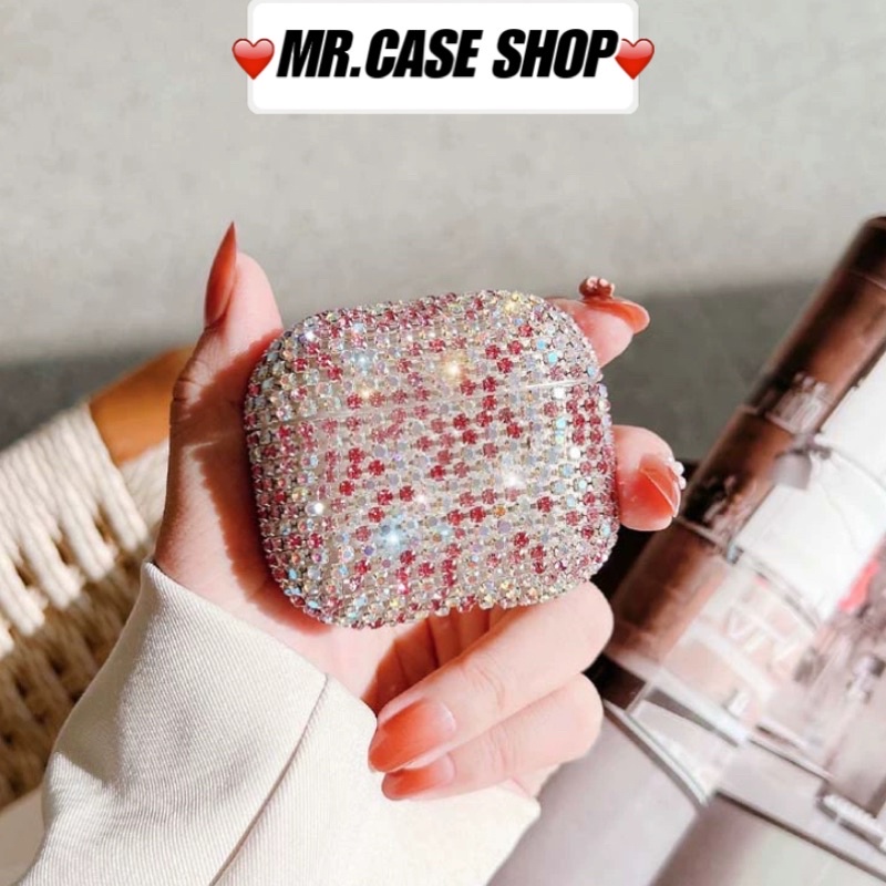 Case Airpods 1/2 Pro Vỏ Ốp Đựng Tai Nghe Đính Full Đá Nhân Tạo Kim Cương Lấp Lánh Bằng Pc Cứng - Mr.Case Airpods