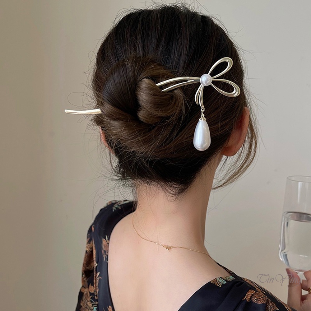 GETNOIVAS Kẹp Tóc Đính Nơ Tua Rua Phong Cách Trung Hoa Sang Trọng Không Gây Dị Ứng