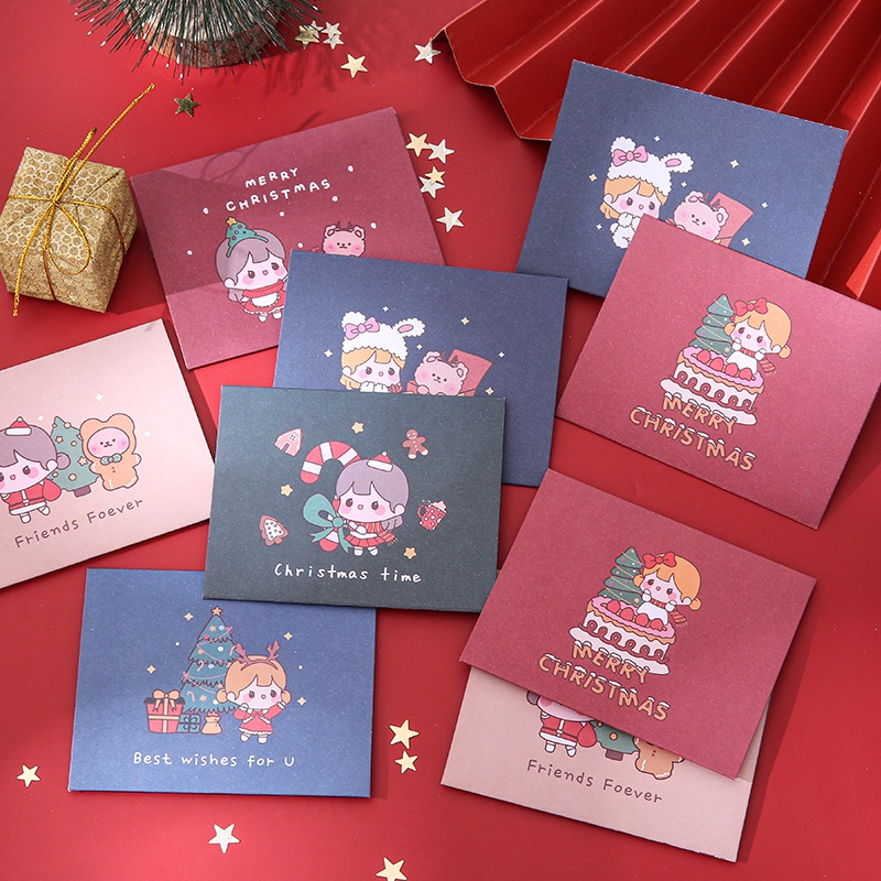 Set 6 tấm thẻ ghi chú hình cô gái hoạt hình đáng yêu