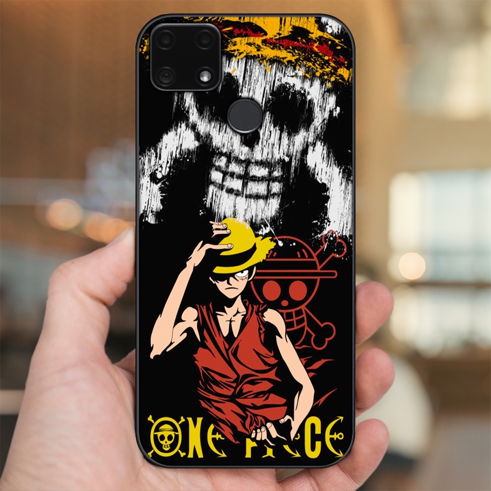 Ốp lưng Realme C25 viền đen in hình Luffy One Piece