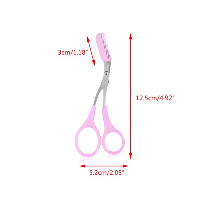 [Hàng mới về] Kéo tỉa lông mày bằng thép không gỉ tiện dụng kèm lược nhựa abs resin