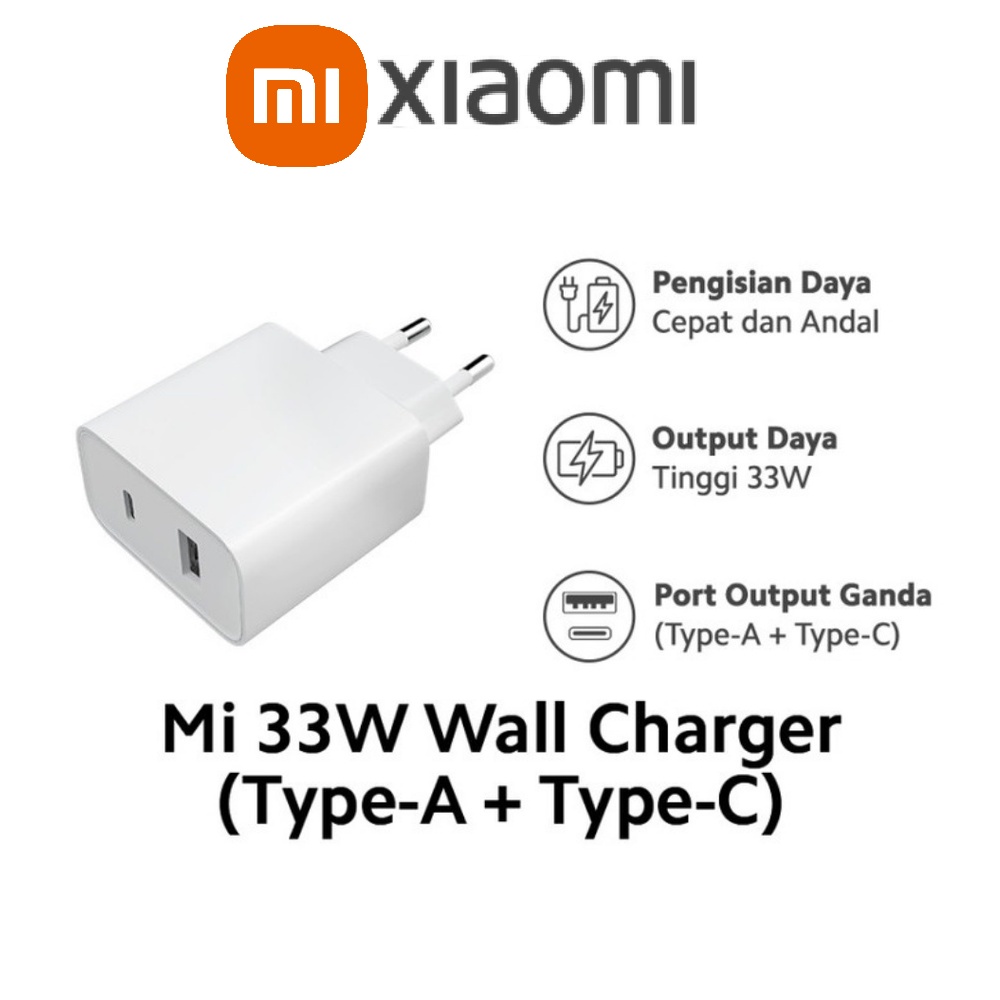 Adapter Cốc củ sạc Xiaomi Mi 33W Wall Charger (Type-A+Type-C) EU BHR4996GL - BH 6 Tháng chính hãng DGW
