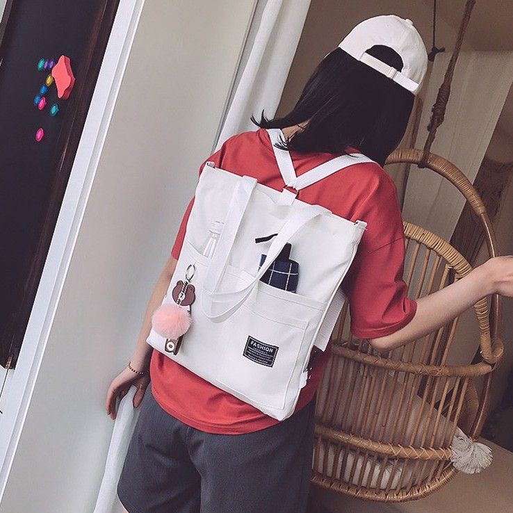 Túi xách kiêm balo vải canvas nữ thời trang Hàn Quốc có thể đeo chéo phù hợp đi học đi chơi,dạo phố | BigBuy360 - bigbuy360.vn