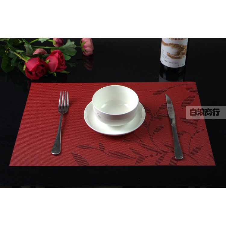 Tấm lót bàn ăn TL005 PVC cách nhiệt 30x45cm Pink Xinh Decor miếng lót chén dĩa bàn ăn họa tiết viền lá