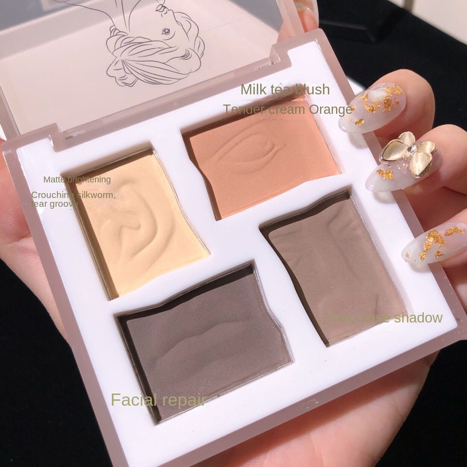 Bảng Phấn Bắt Sáng Bốn Màu Sắc Tạo Hiệu Ứng Lì / Ánh Nhũ Ba Chiều