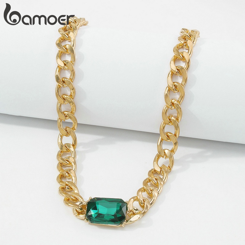 Dây chuyền Bamoer AIN027 46cm đính đá xanh lá thời trang cho nữ