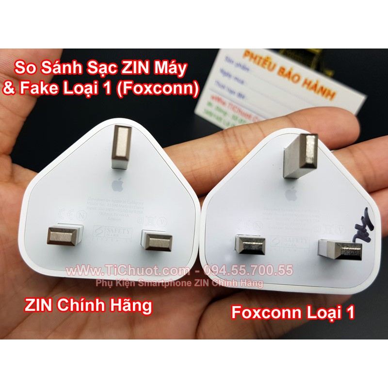 Củ Sạc iPhone 3 chấu hàng Foxconn có Logo táo