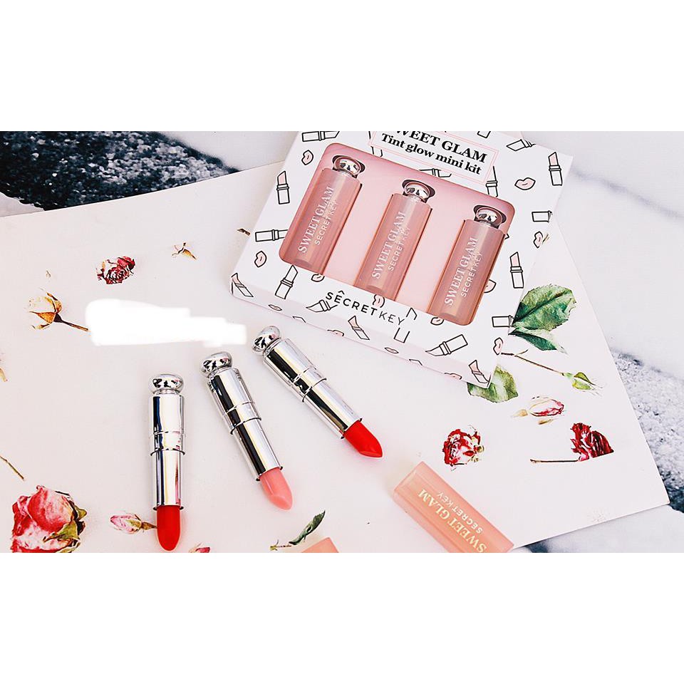 SET SON DƯỠNG 3 CÂY SECRET KEY SWEET GLAM TINT GLOW